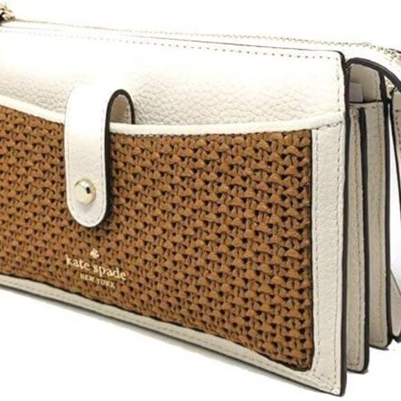 Kate Spade Jackson Straw Small Tab Crossbody Handbag Warm Gingerbread - Picture 1 of 7